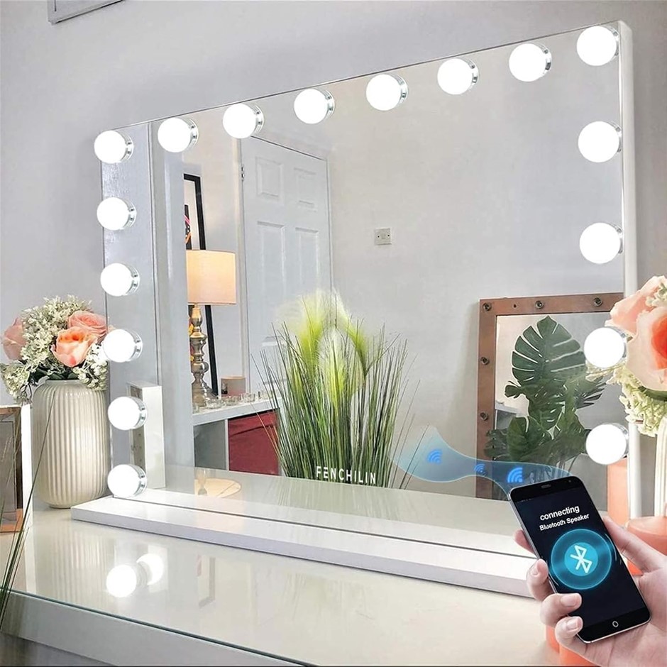 FENCHILIN Large Makeup Vanity Mirror with Lights with 18 Dimmable LED Bulbs