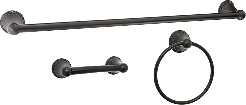AMAZON BASICS AB-BR815-OR Bathroom Hardware Set, 3 Piece, Oil Rubbed Bronze