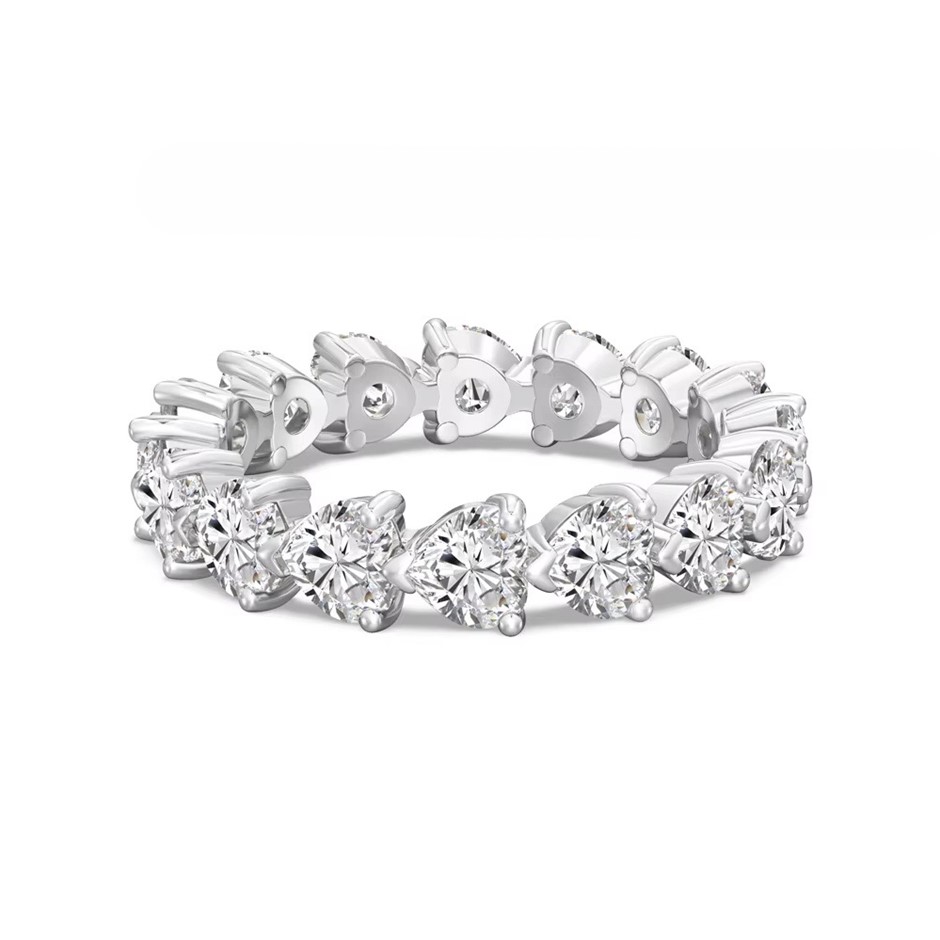 4.20ct Heart Cut GRA Certified Moissanite 925 Sterling Silver Ring - Size 7