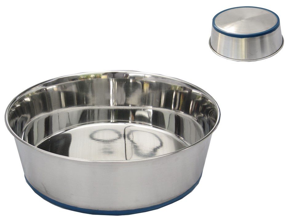 Stainless Steel Bowl Food-Water Heavy Bowl 3 Quart Blue