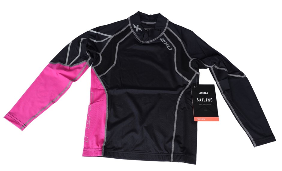 5 x 2XU Youth Long Sleeve High Performance Power Top, Size XL, Black/Rose