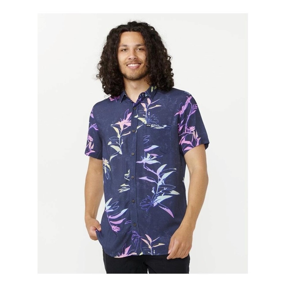 RIP CURL Men's Fun Times Short Sleeve Shirt, Size L, Navy. RRP: 80. Buyers