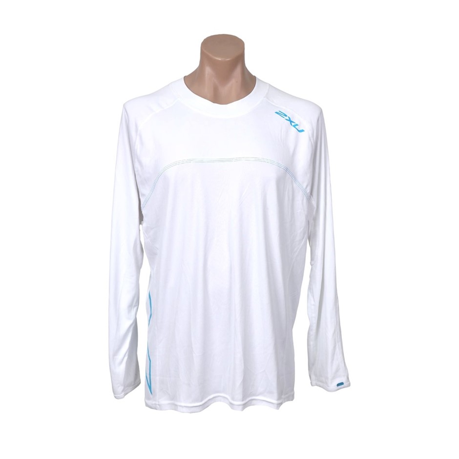 5 x 2XU Men's Long Sleeve Fibretech T-Shirt, Size 2XL, White/Blue. Buyers