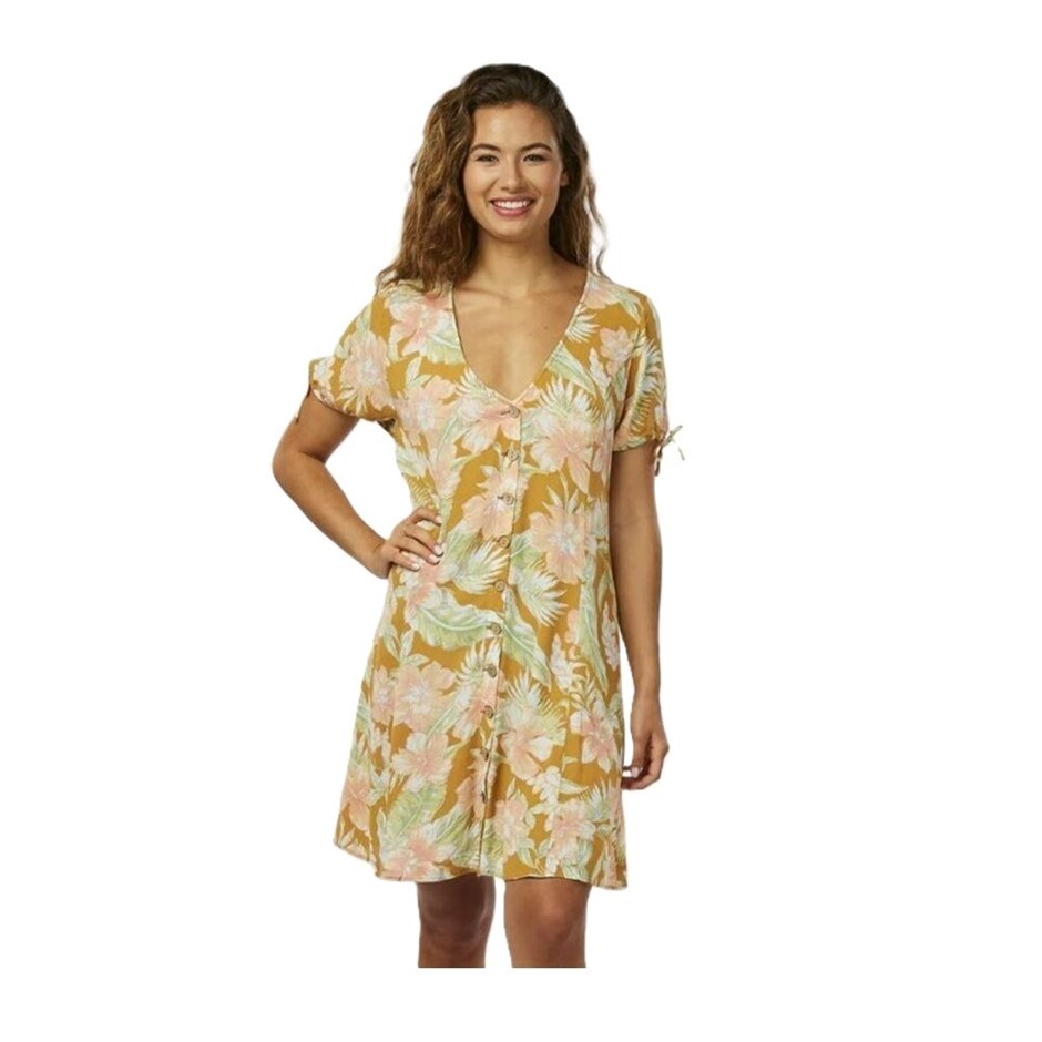 RIP CURL Women's Always Summer Button Through Dres, Size S, Gold. RRP: $79.