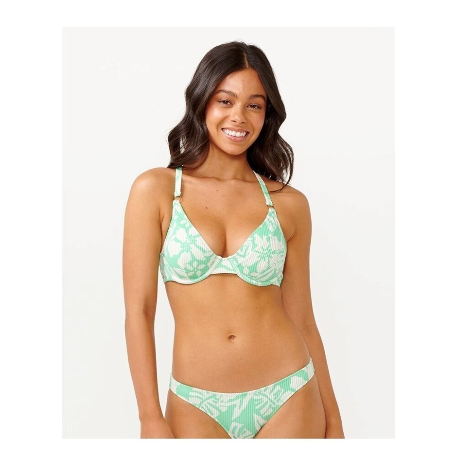 RIP CURL Women's Sun To Sea D-DD Cross Back Bikini Top, Size M, Aqua. RRP: