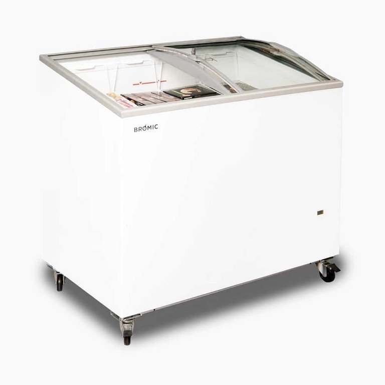 Bromic CF0300ATCG-NR Mobile 264L Curved GLS Top 3ft Chest Freezer