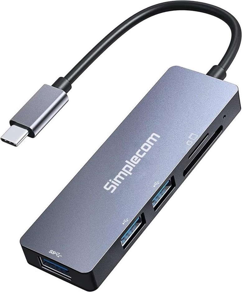 Simplecom CH255 USB-C 5-in-1 Multiport Adapter 3-Port USB-A Hub with SD Mic