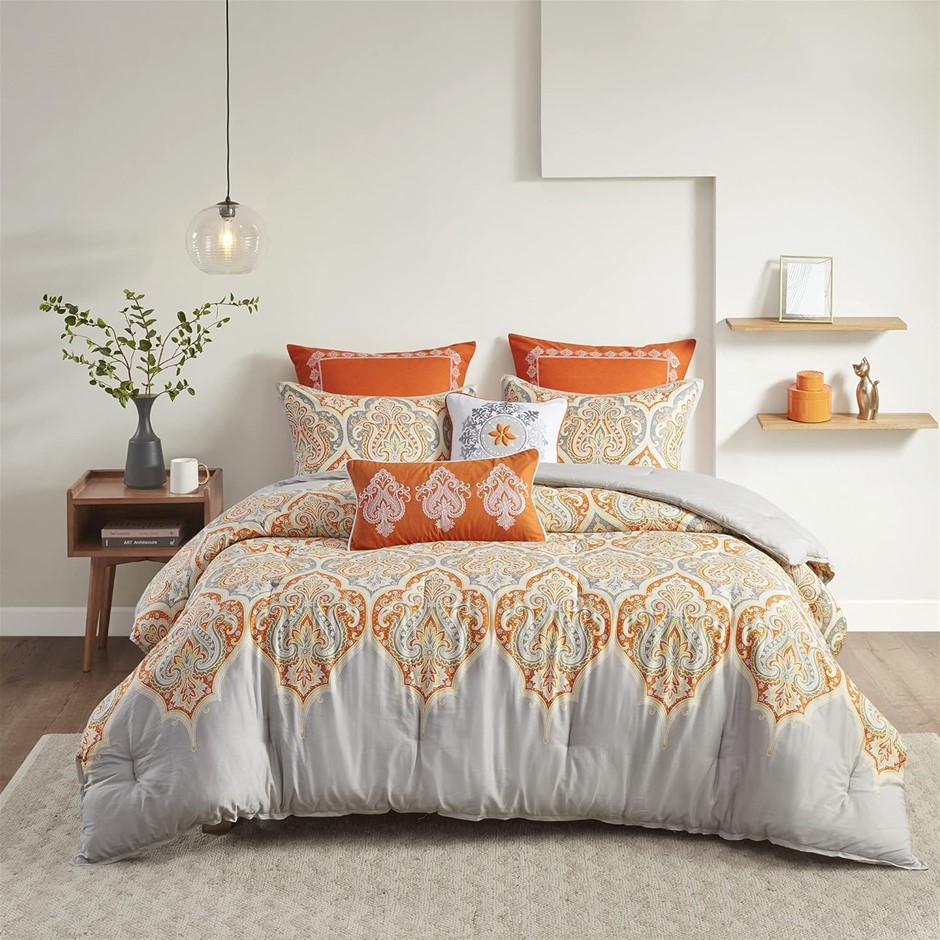Madison Park MP10-1693 Nisha Comforter Set, King/California King, Orange