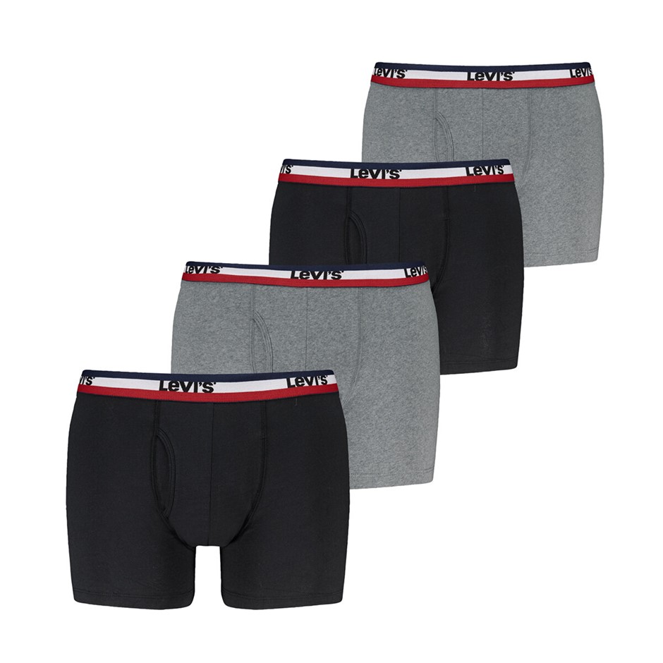 4-Pack LEVI'S Men's Boxer Briefs, Size L, 95% Cotton, Black/Grey.