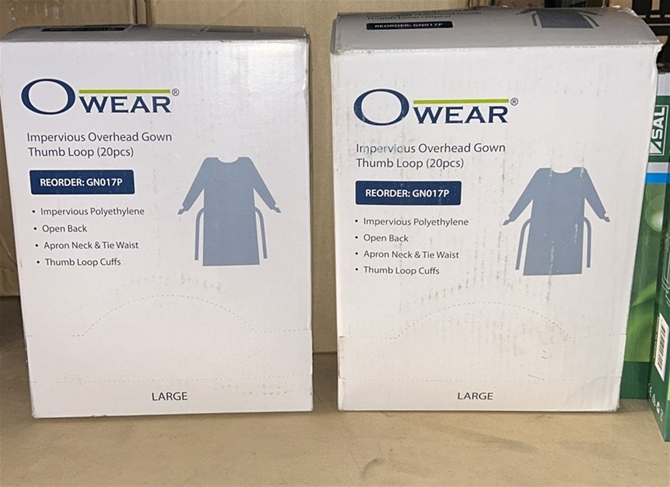 2x Owear Impervious Overhead Gowns (Large)