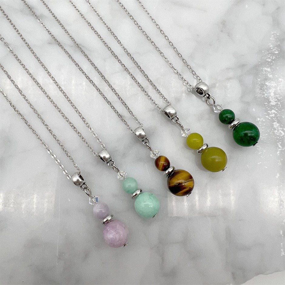 Gemstone & Swarovski® Austrian Crystal Platinum Plated Pendant Necklaces -