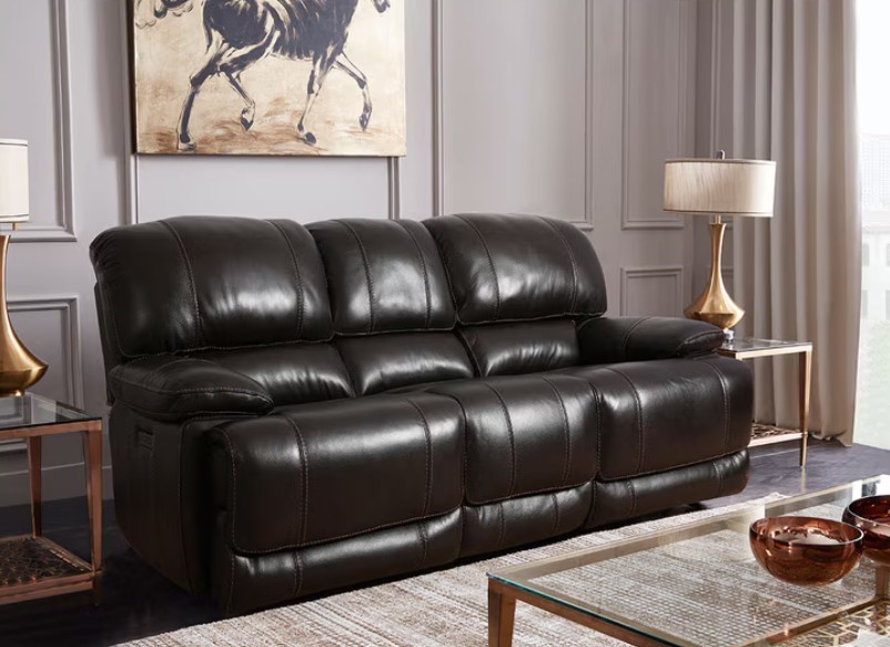 CHEERS Leather Power Reclining Sofa. NB: Minor use, not in box, has some sc