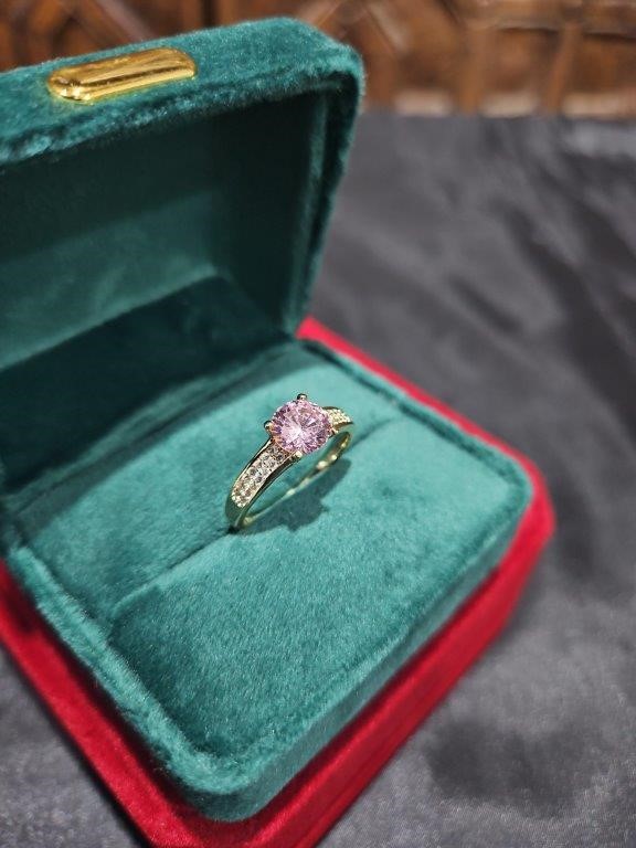 14K/Italy 1.0ct Pink Yellow Gold Filled Ring(stamped) 6US