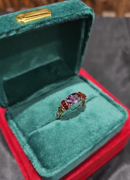 18K/Italy 3.5ctw Oval Cut Yellow Gold Filled Ring(stamped) 8US