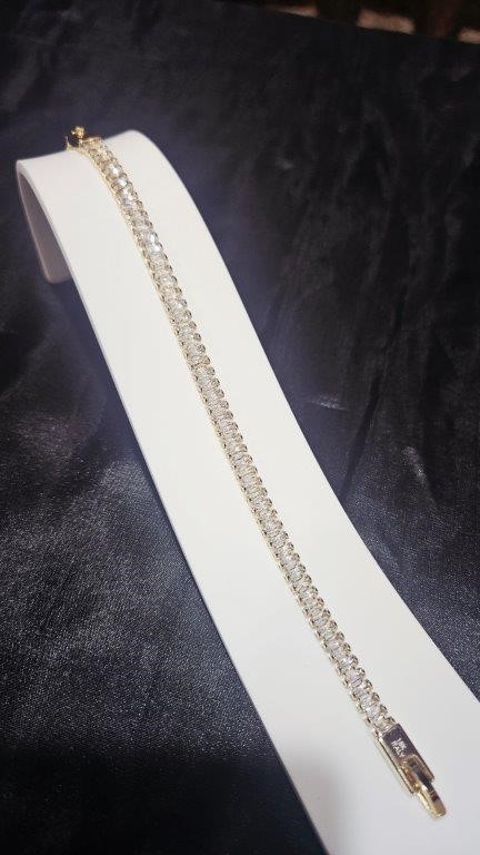 18K/ITALY Yellow Gold Filled Emerald Cut Tennis Bracelet -18cm+3cm Extra