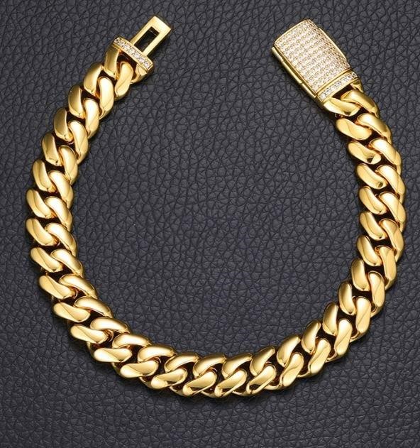 GRA Moissanite white Brilliant Cut Cuban Bracelet-19cm-7mm (925 Sterling