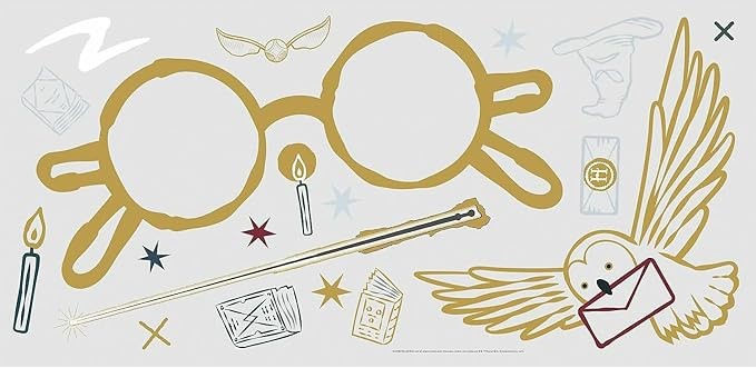 3 X ROOMATES Harry Potter Glasses Giant Peel And Stick Wall Decal.
