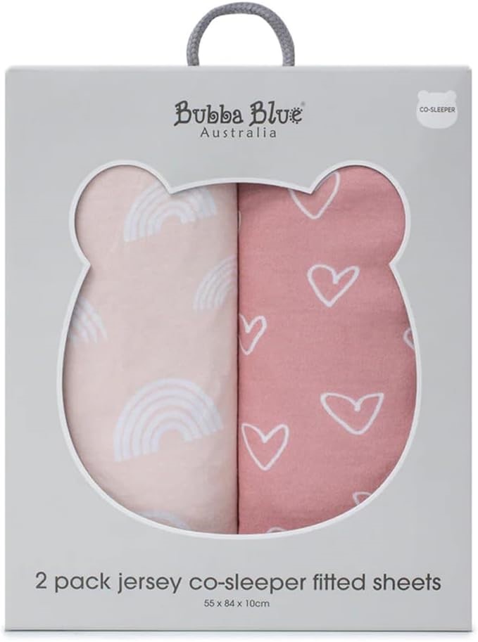 BUBBA BLUE 2 Pack Nordic Jersey Co-Sleeper Fitted Sheet 0-12m Berry/Rose, 5