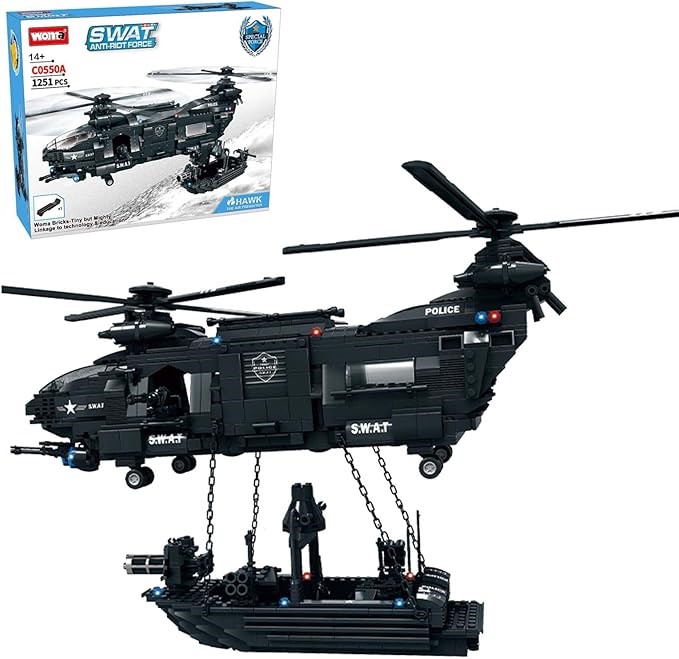 WOMA Pave Hawk Helicopter Building Block Set, 1251 PCS Military STEM Toys f