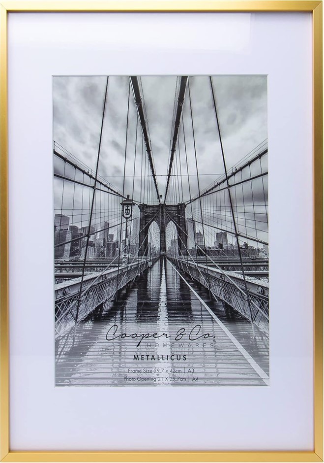 COOPER & CO. HOMEWARES A3 Matt to A4 Premium Metallicus Metal Photo Frames,