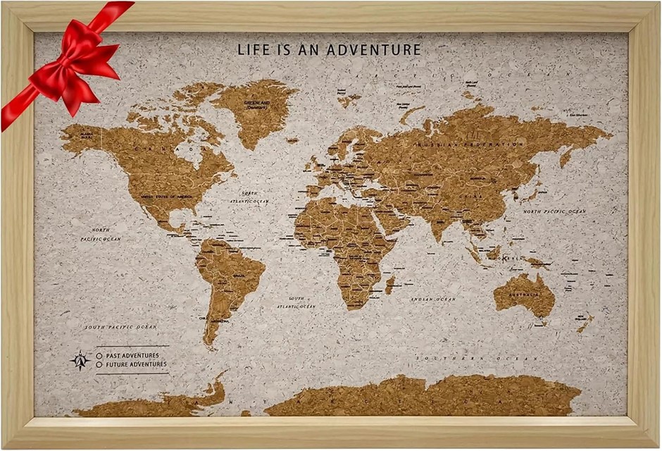 SPLOSH TVB03 Travel Board World Map, Small, Beige/White. NB: Slightly damag