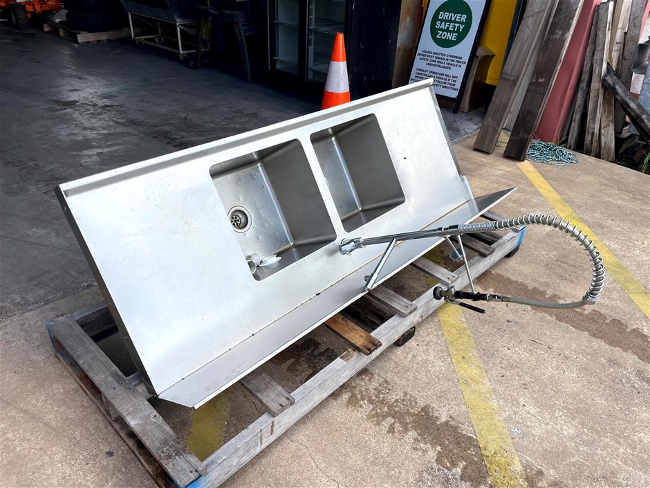 Commercial Stainless Steel Double Sink with Pre-Rinse Tap