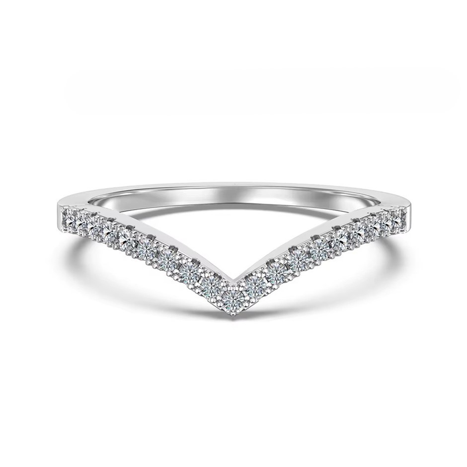 0.19ct GRA Certified Moissanite 925 Silver Band Ring - Size 5