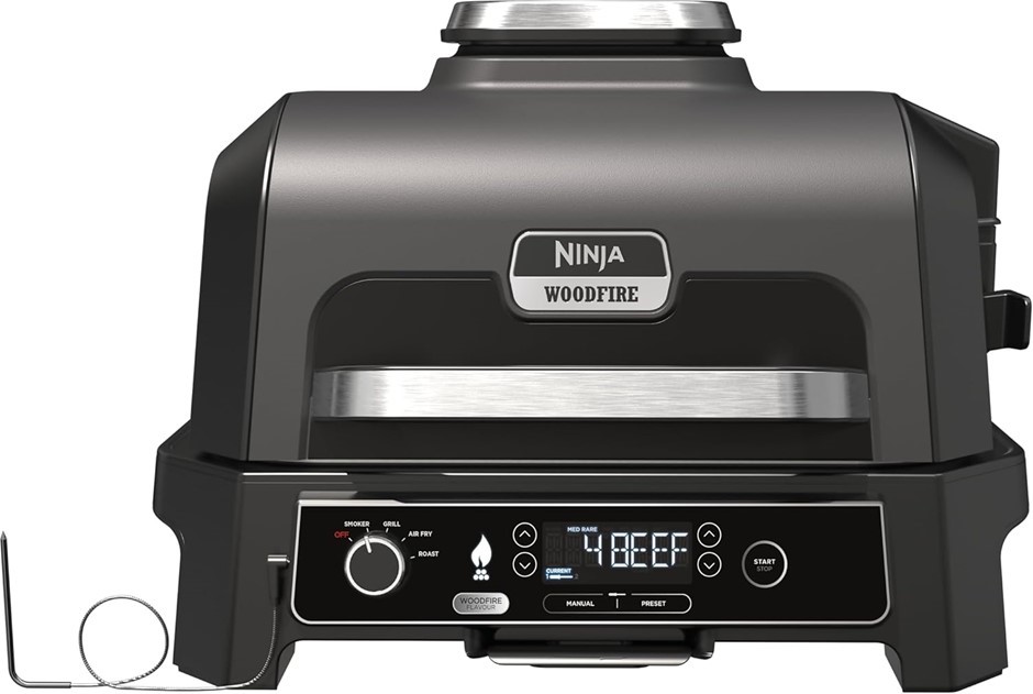 NINJA Woodfire Pro XL Outdoor Electric BBQ Grill & Smoker, Table Top Air Fr