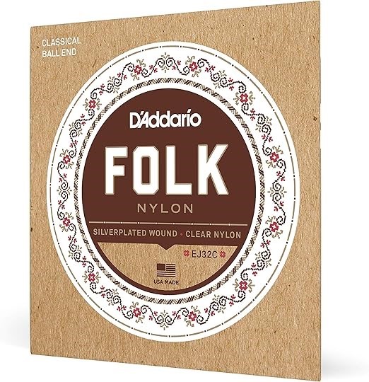 D'Addario EJ32C Folk Nylon Guitar Strings Ball End Silver Wound/Clear Nylon
