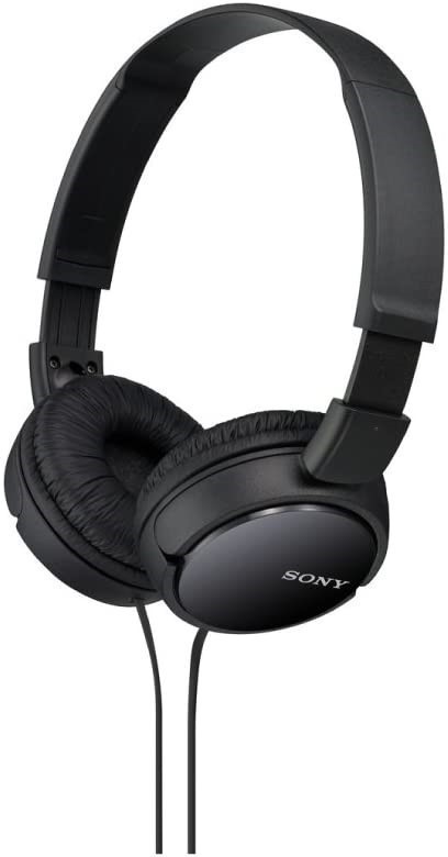 SONY MDR-ZX110/BCE On- ear Headphones, Black, 12Hz-22kHz frequency range. N