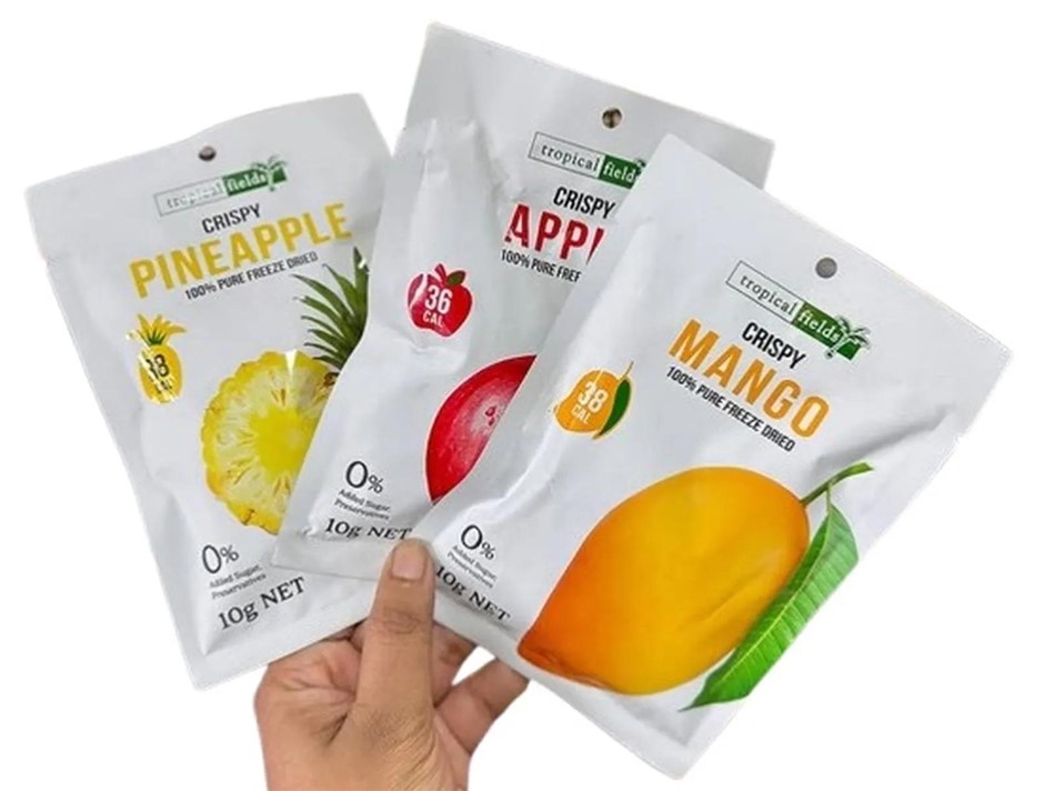 21 x Assorted TROPICAL FIELDS Crispy Pure Freeze Dried Fruit, 10g.