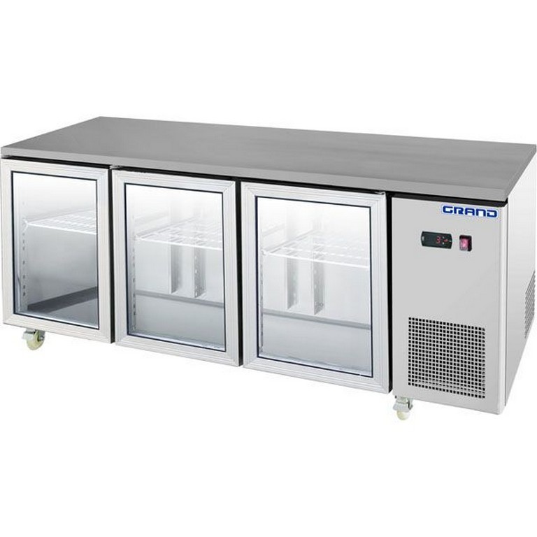 S/S Three Glass Door Bench Fridge