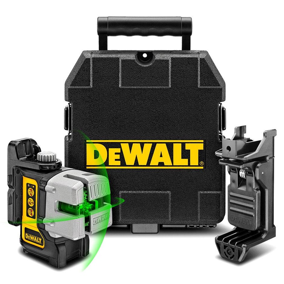 DeWALT Green Beam Self Levelling 3 Line Cross Laser Level Kit.