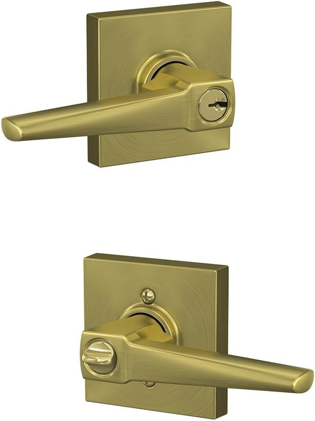 SCHLAGE F51A ELR 608 COL Eller Lever with Collins Trim Keyed Entry Lock, Sa