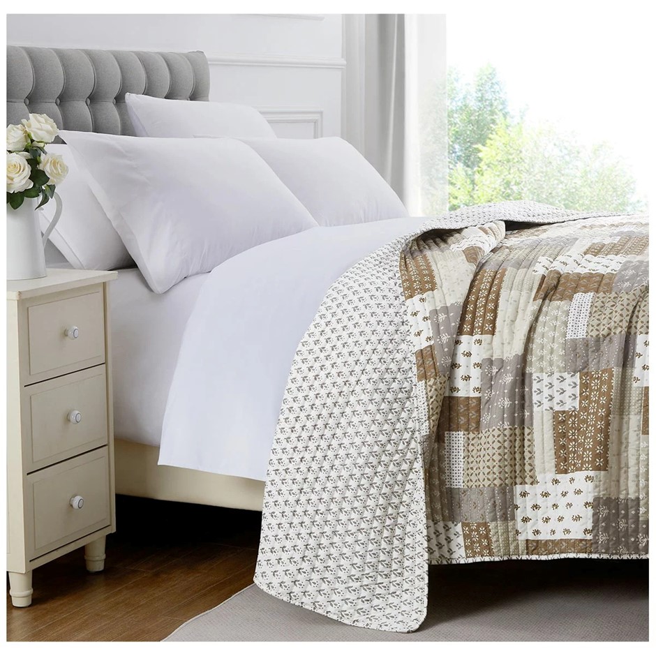 FRAICHE MAISON Microfibre Quilt, King, Patchwork