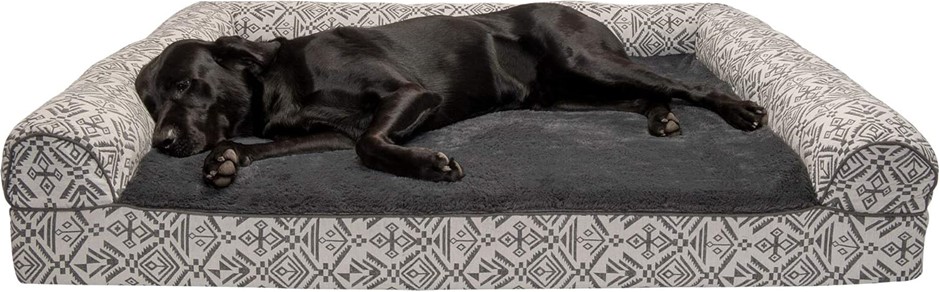 FURHAVEN Pet Dog Bed - Orthopedic Plush Kilim Southwest Home Decor Traditio