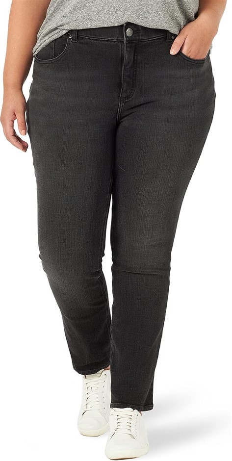 LEE Women's Plus Size Ultra Lux Mid-Rise Slim Fit Straight Leg Jeans, Size