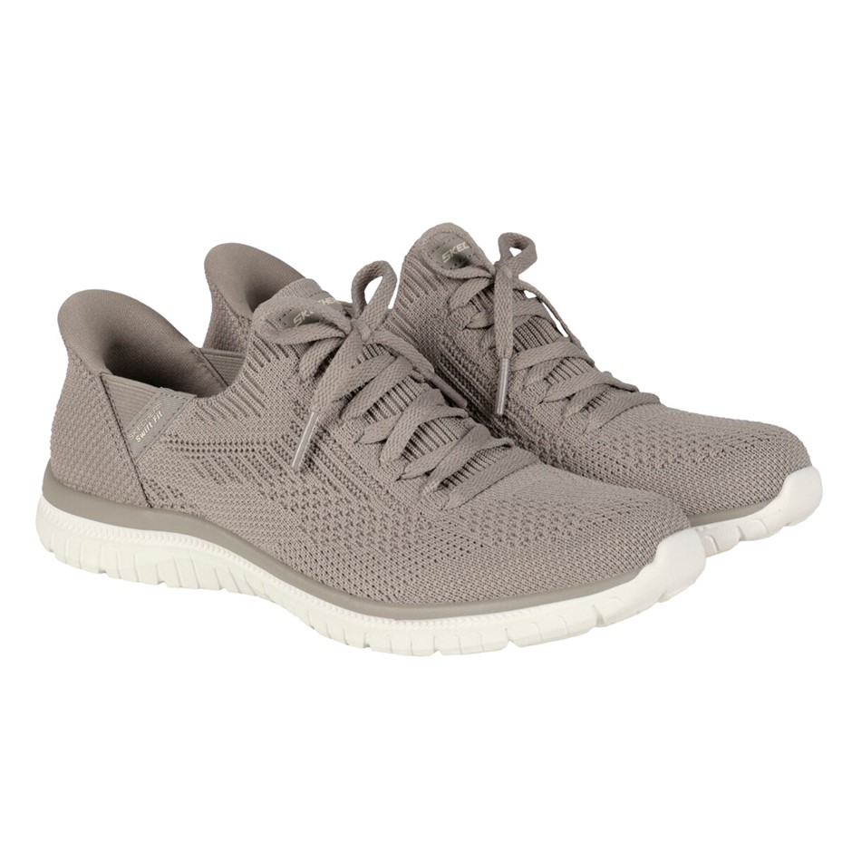 SKECHERS Women's Knit Slip Shoes, Size US8, Taupe (TPE), 179181.