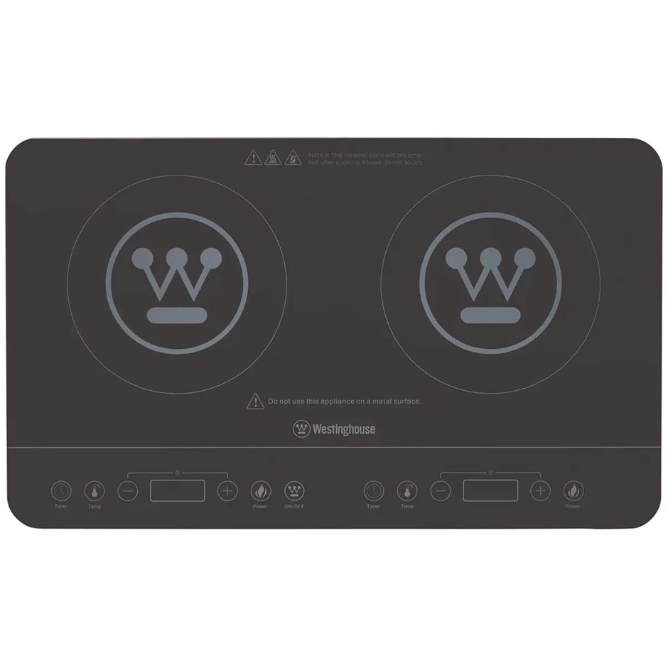 WESTINGHOUSE Twin Induction Cooktop, Black, Model WHIC02K.