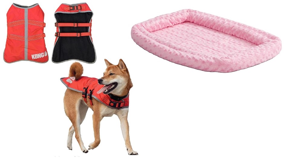 BUNDLE of 2 items: KONG Red Rip-Stop Blanket Coat for Dogs + MIDWEST HOMES