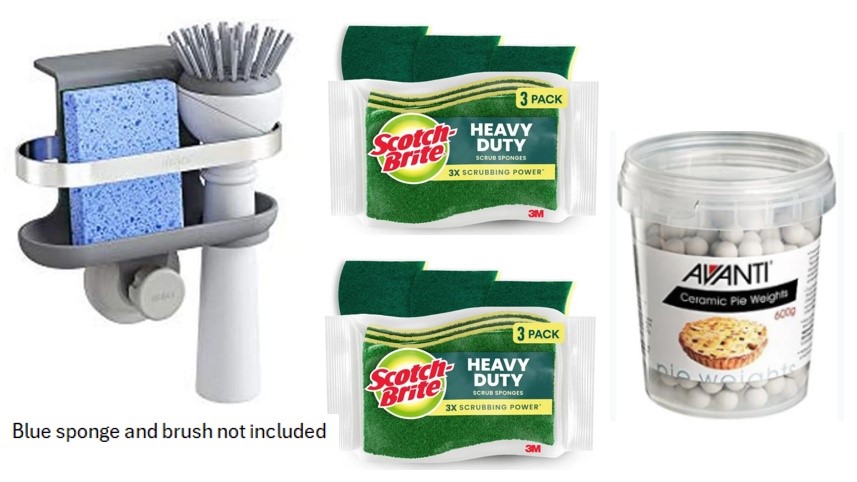 BUNDLE of 4 items: UMBRA Holster Sure-Lock Sponge Caddy (Charcoal) + 2x SCO