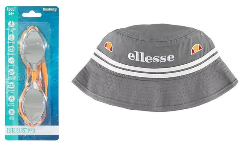 BUNDLE of 2: BESTWAY Hydro Swim IX-1000 Ocean Swell Goggles + ELLESSE Kid's