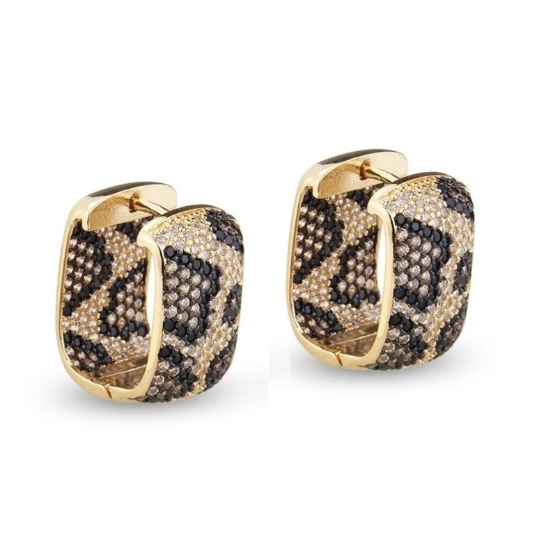 Stunning Crystal Leopard Print Huggie Earrings - WITH JEWELLERY BOX