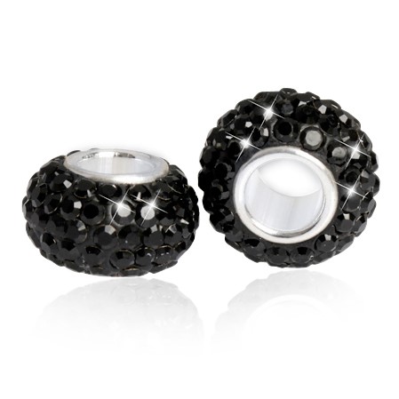 Black Spinner Pendant Featuring 80+ Crystals- FITS PANDORA BRACELET