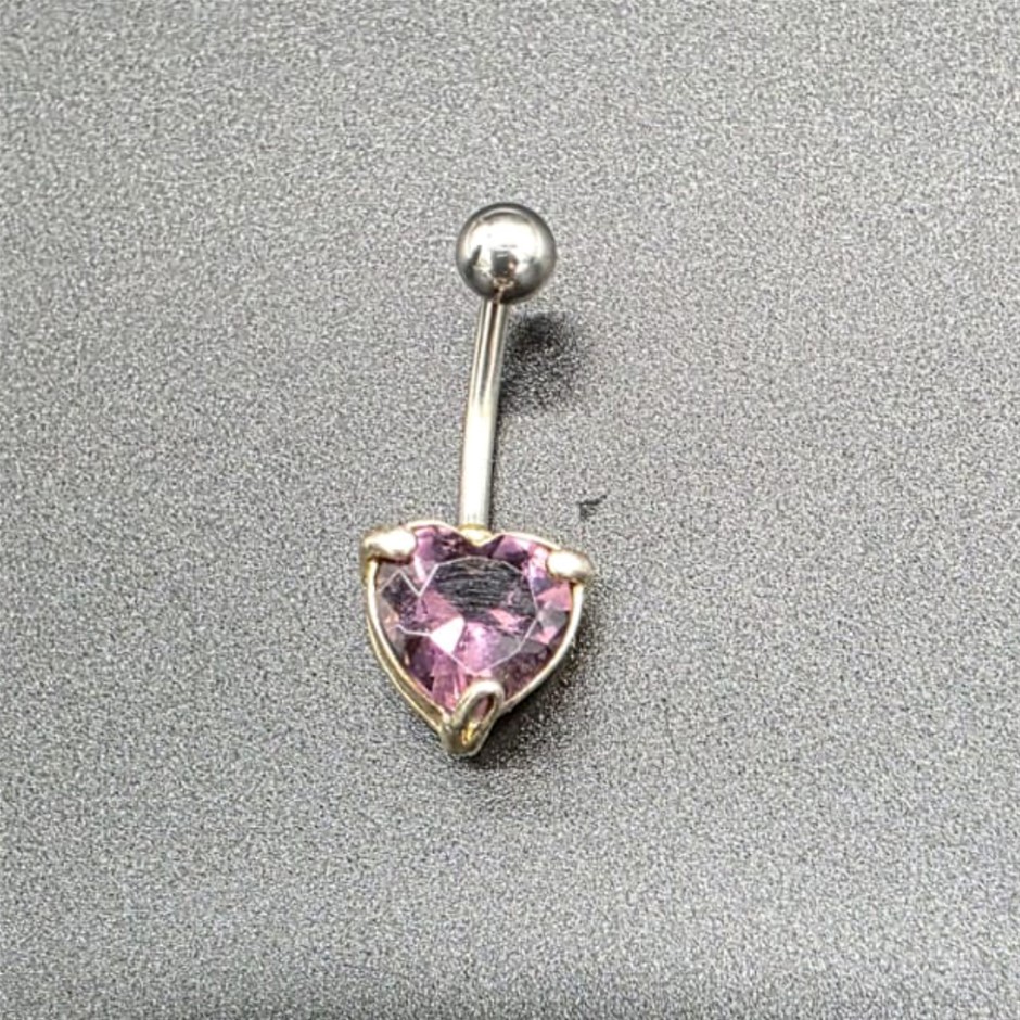 Designer Purple Holve Heart Belly Button Ring