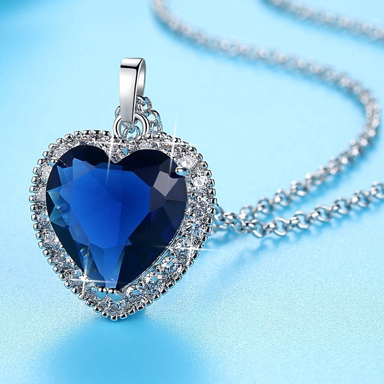 Designer Stainless Steel Royal Simulated Diamond Love Heart Necklace