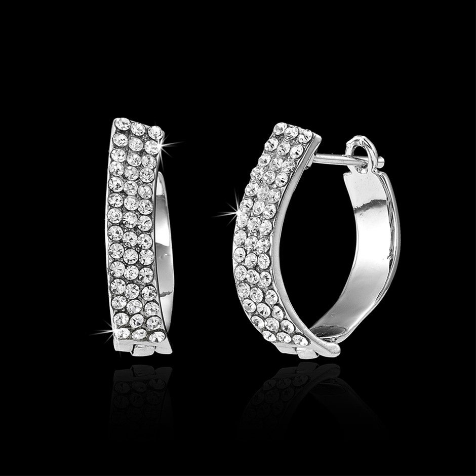 Geometric Huggie Earrings Featuring Crystals by Swarovski®