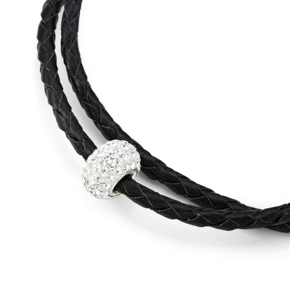 April Birthstone Crystal Wrap around Leather Bracelet