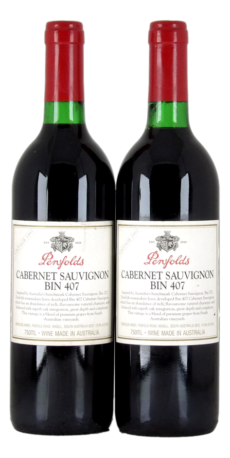 Penfolds `Bin 407` Cabernet Sauvignon 1997 (2 x 750mL) SA.
