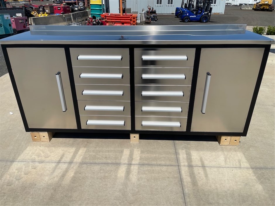 10 Drawer Stainless Steel Work Bench(Unused)